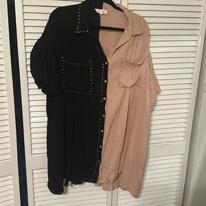 Peach Love California Black and Tan Dress with jewels. Size L